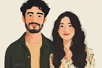 draw an amazing portrait illustration for couple
