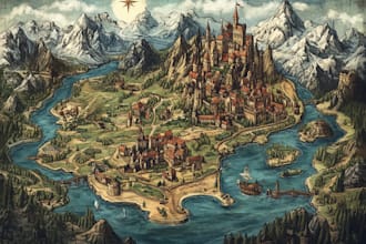 make fantasy map illustration for dnd, novels