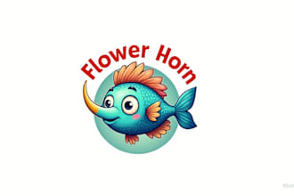 design an awesome flower horn mascot logo  with express delivery