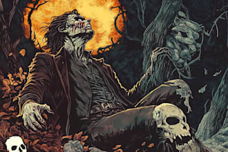 do awesome artwork for dark art, horror, creepy illustration