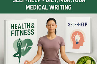 ghostwrite health and fitness ebook, self help, diet, mdr, yoga, medical writing