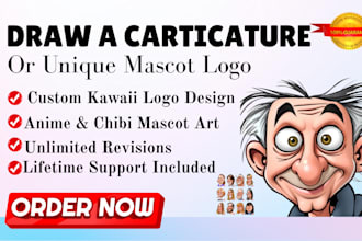 draw a caricature logo or unique mascot with personality for your shop, team
