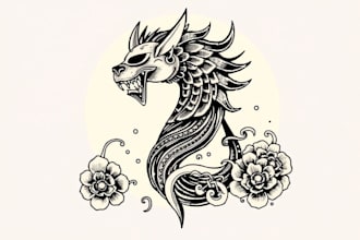 create your japanese custom tattoo design and illustration