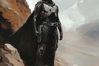 draw a sci fi character illustration or sci fi character
