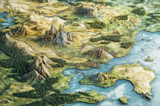 design fantasy map illustration isometric map, or city map