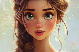 create portrait in disney cartoon illustration