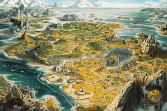 create a high quality fantasy map illustration