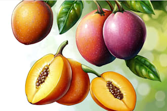 illustrate digitally realistic fruits or veggies