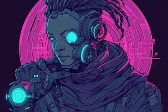 create a sci fi character illustration or sci fi character