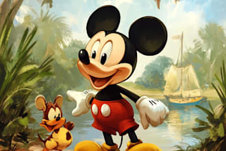 draw portrait in disney cartoon illustration for gift