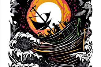 make a linocut t shirt design for brands