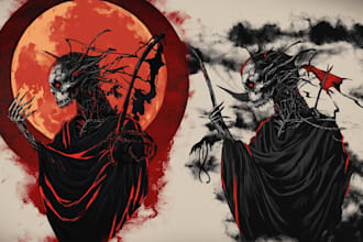 illustrate anything in dark manga anime art style