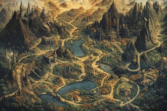 illustration map design 3d isometric fantasy map