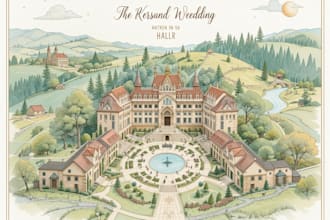 create a custom watercolor illustration of venue wedding map