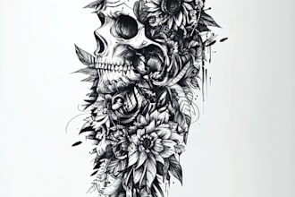 create unique custom tattoo design, tattoo sleeve