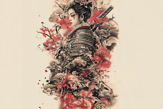create your japanese custom tattoo design and illustration