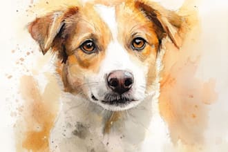 create a custom watercolor pet portrait or pet painting