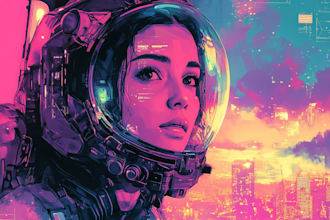 make a sci fi character and sci fi art