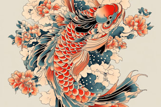 create awesome japanese traditional tattoo style design