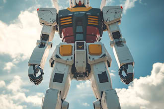 draw mecha robot,armor,gundam in anime or realism style