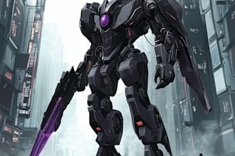 design robots and concept art of futuristic mecha