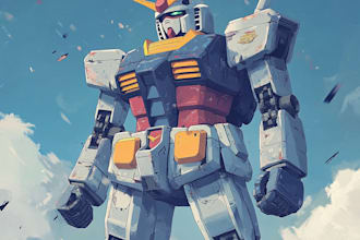 draw a mecha robot gundam illustrations