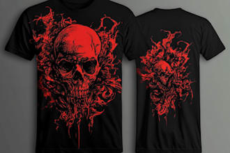make dark art, horror or skull illustration tshirt design