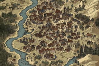 illustrate medieval fantasy and sci fi maps