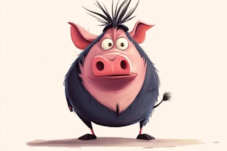 draw an eyecatchy mascot, animal cartoon character