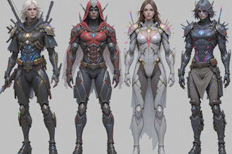 create scifi, fantasy, superhero character design