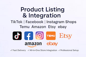 integrate list product to tiktok facebook instagram shop temu amazon etsy ebay