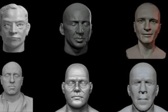 realistic 3d head model in zbrush face sculpt bust modeling stl file