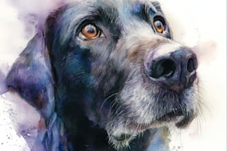 do perfect watercolor portrait for you pet, dog or cat