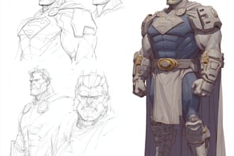 create concept art superhero character design for comics