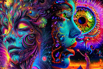 draw  trippy psychedelic art psychobilly t shirt art toner mushroom illustration