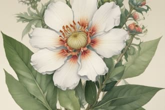draw botanical illustration of flower illustration