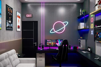 design your dream 3d interior music studio room, gaming podcast office workspace