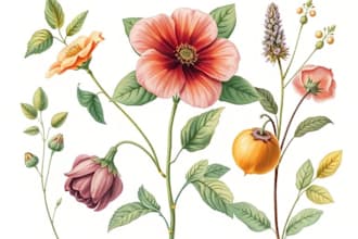 draw your flowers fruits vegetable and botanical plants