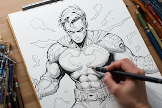 draw superhero action comic  superhero character
