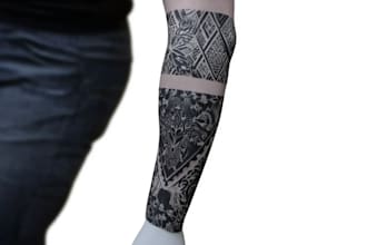 custom a geometric realism in black and grey tattoo design