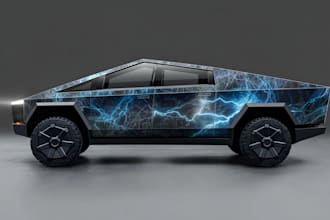 do tesla cybertruck wrap design, vehicle wrap design,