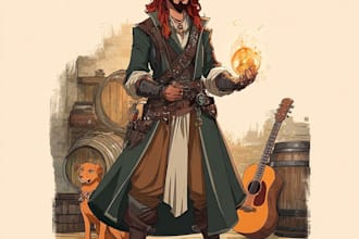 draw dnd character art, fantasy character for dnd party
