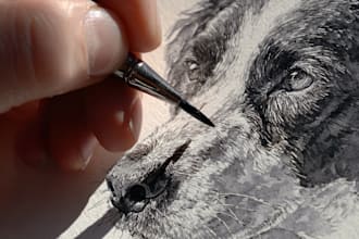 drawing watercolor pet portrait