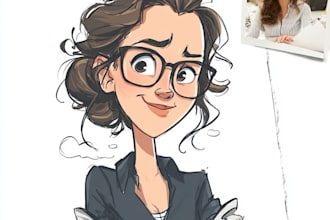 draw cartoon caricature, portrait, avatar, or logo