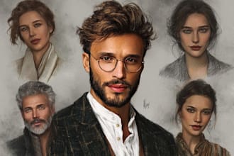 hand draw realistic people portraits
