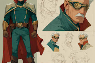 create concept art superhero character for comics cartoon
