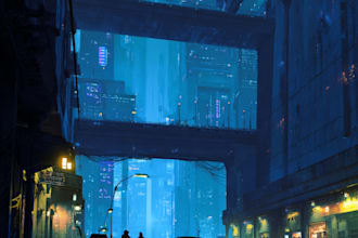 do a cyberpunk city style art for any project