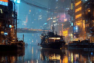 do concept art illustration science fiction city, cyberpunk