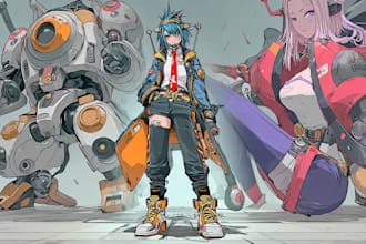 making anime, mecha, pop art ,fan art and original character