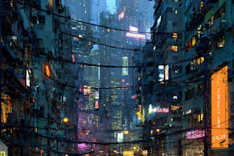draw cyberpunk futuristic city art